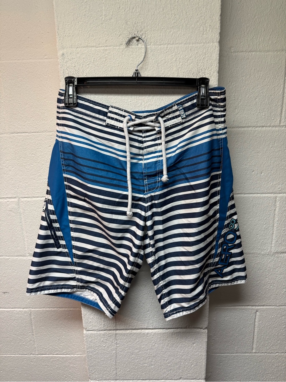 Aeropostale Blue & White Striped Board Shorts